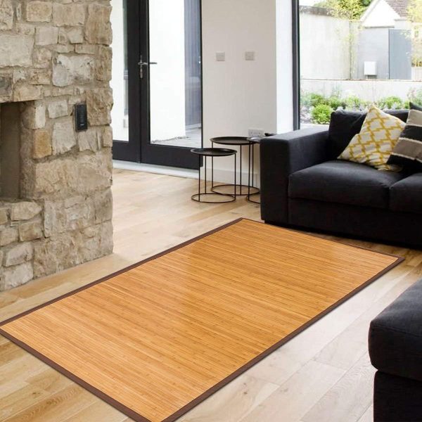 manufacturer direct 5' x 8' floor carpet, bamboo area rug floor carpet natural bamboo non-slip roll runner indoor outdoor for bathroom, kitchen, garden (60” x 96”) trade price