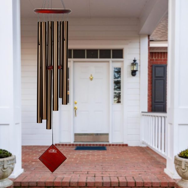 producer to buyer woodstock wind chimes of pluto wind chimes for outside, 37" bronze medium tone wind chime décor for outdoor garden, patio, porch, encore collection discounted pricing