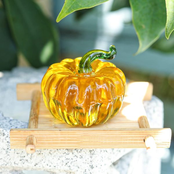 dropship from factory longwin mini crystal pumpkin collectible figurines glass pumpkin figurine paperweight tabletop decorative ornaments for fall harvest thanksgiving halloween home decor ornaments mass production supply