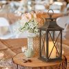 custom wholesale yakii 14" decorative candle lantern led flameless candle timer, plastic led candle & holder, indoor & outdoor hanging lights,christmas day decoration (antique copper brushed) oem/odm services