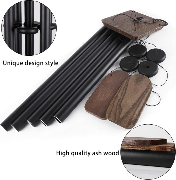 producer to buyer 48" large wind chimes for outside deep tone, wood wind chimes outdoor clearance, memorial gifts for mother's day and christmas, outdoor decor for garden, patio, yard(big wind chime, black) discounted pricing