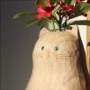 oem/odm services cat vase handmade wooden vase, home decor small vases,solid wood cat statue holding heart shaped,modern creative cat decor affordable bulk deals