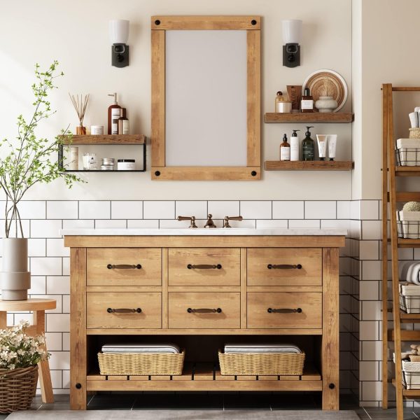 bulk purchase qeeig bathroom shelves over toilet wall mounted floating shelves farmhouse shelf toilet paper storage small 16 inch set of 3, rustic brown (019-bn3) trade price