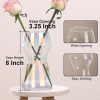 oem/odm services 8 inch glass flower vases for decor, iridescent vase decorative home indoor desk decoration for home décor, hydroponic vase for living room wedding table centerpieces housewarming gift (iridescent) affordable bulk deals