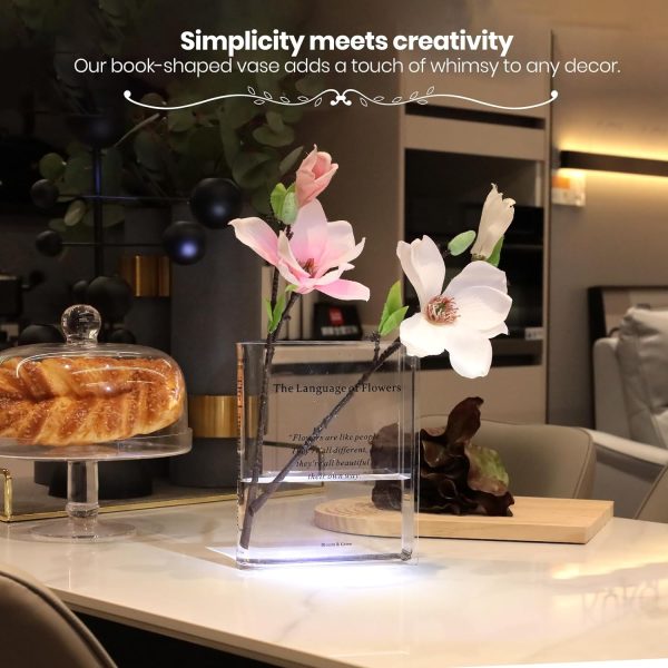 oem/odm services book vase for flowers home décor,artistic and cultural flavor decorative acrylic clear vase for home and office,creative gifts for book lovers. (transparent) affordable bulk deals