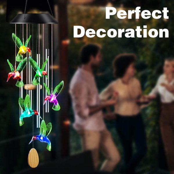producer to buyer wind chimes,hummingbird solar wind chimes for outside,aluminum tubes memorial wind bell for garden/patio decor thanksgiving gifts for mom, wife, grandma neighbors(25 inch deep tone) discounted pricing