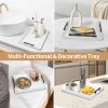 wholesale direct coffee table tray - large ottoman tray for living room - wood serving tray with handles(2 sets) - wooden tray for coffee table, 4 round coasters included, white bulk purchase at factory prices