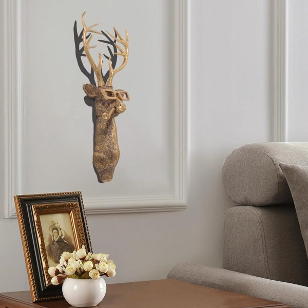 factory direct uitwmktg gold animal head wall decor wall sculpture home decor statue for living room office bedroom modern decor for men women deer volume discount