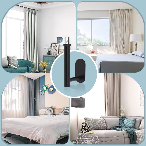 bulk purchase 4 pack curtain holdbacks, metal curtain tiebacks, self adhesive no drill curtain holders, l shaped curtain hooks, no drill curtain tie backs for home office decorative curtain decor (black) factory discount