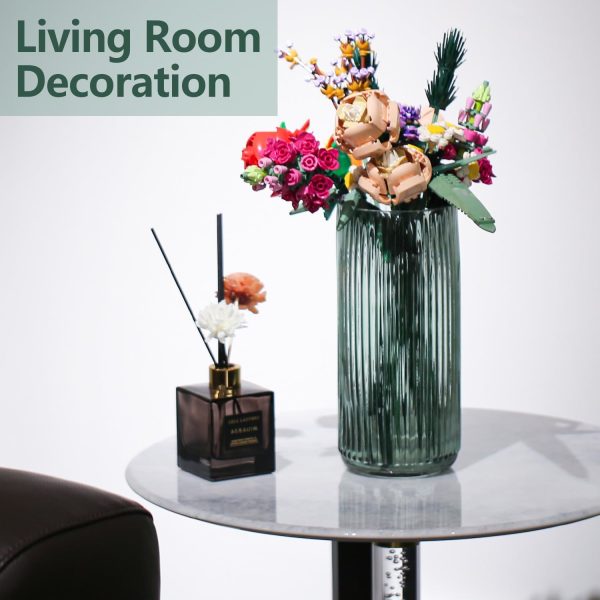 oem/odm services flower vase 7.6 inch green thickened glass vase for lego flowers,bookshelf,dinner table,office desktop,meeting room,bathroom,countertop,home christmas day decoration affordable bulk deals