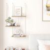 bulk purchase fixwal hanging shelves for wall, 3 tier boho wall decor plant rack floating shelves rope rustic wood organizer storage hanger for aesthetic home bedroom kitchen bathroom- rustic brown trade price