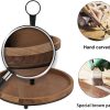 wholesale direct genmous & co. farmhouse tiered tray decor with distressed wood bead garland, decorative 2 tiered serving tray with metal handle for rustic home décor bulk purchase at factory prices