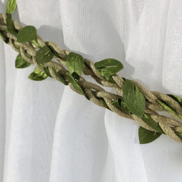 bulk purchase valea home curtain tiebacks ropes natural burlap rope holdbacks with artificial vines fake foliage ivy leaf for rustic wedding party home decorative curtain holders, set of 2 factory discount