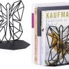 supplier direct alsonerbay bookends geometric decorative metal book stoppers abstract creative book supports, book holders for shelves, butterfly book ends for office 1 pair (black) wholesale prices