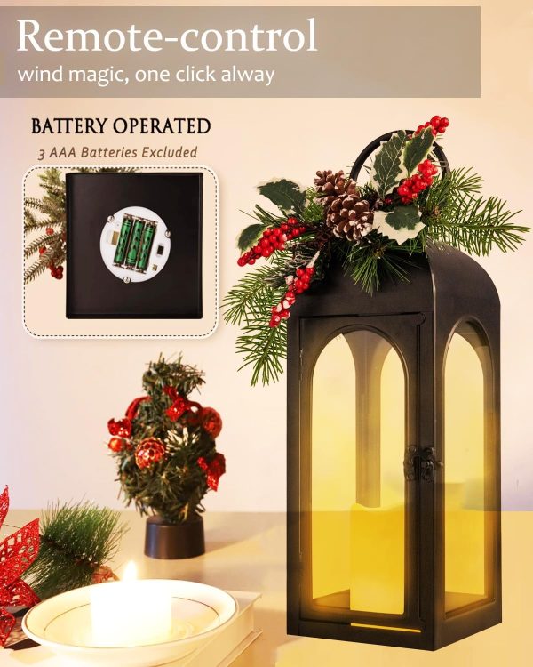 custom wholesale bdor christmas lantern decorative candle lantern 16 inch remote vintage set of 2 christmas decorations with timer led metal hanging lantern for home outdoor porch decor christmas centerpieces tables oem/odm services
