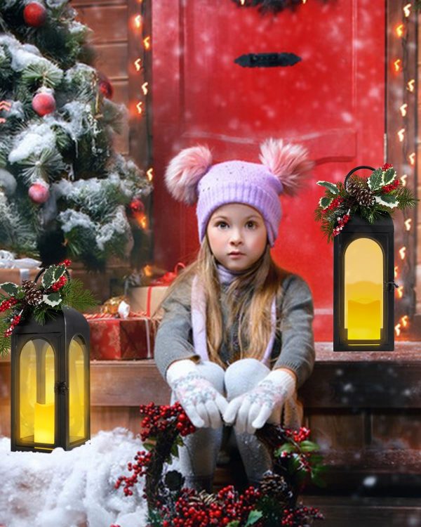 custom wholesale bdor christmas lantern decorative candle lantern 16 inch remote vintage set of 2 christmas decorations with timer led metal hanging lantern for home outdoor porch decor christmas centerpieces tables oem/odm services