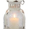 custom wholesale stonebriar antique worn white metal candle lantern, use as decoration for birthday parties, a rustic wedding centerpiece, or create a relaxing spa setting, for indoor or outdoor use oem/odm services