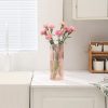 oem/odm services pink glass vase, glass flower vase, ribbed glass vase, pink vase, tall cylinder glass vase for centerpieces, living room, bedroom, dining table, office, wedding, bookshelf decoration,10 inches affordable bulk deals