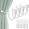bulk purchase sumnacon set of 4 decorative curtain holdbacks, wall mounted aluminum alloy window drapery tiebacks for bedroom, livingroom office come with screws, white factory discount