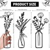 factory direct hotop 3 pieces metal flower wall decor metal vase wall art metal wall sculptures hanging flower in vase hanging iron wall decor for living room kitchen(black) volume discount