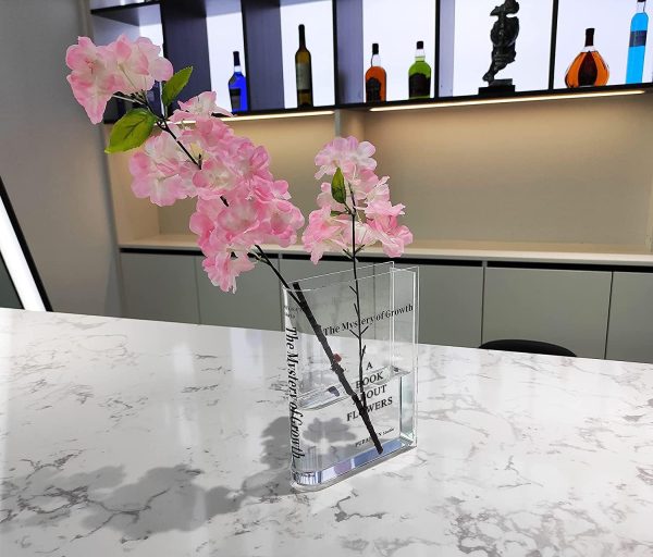 oem/odm services puransen clear book flowers vase - cute bookshelf decor; unique vase for book lovers, artistic and cultural flavor acrylic vases for home office decor, a book about flowers (clear - b) affordable bulk deals