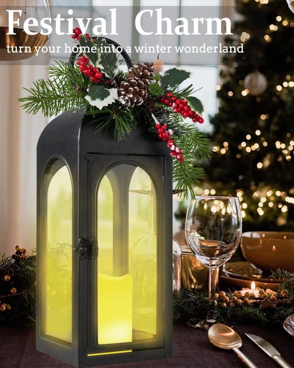 custom wholesale bdor christmas lantern decorative candle lantern 16 inch remote vintage set of 2 christmas decorations with timer led metal hanging lantern for home outdoor porch decor christmas centerpieces tables oem/odm services