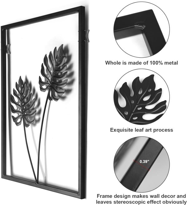 factory direct phirown metal wall art, black wall decor with light strips 3 pcs modern room decor rustic farmhouse wall decor, home decor wall for living room bedroom (vertical) volume discount
