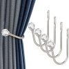 bulk purchase curtain holdbacks, 4 pcs curtain tiebacks hooks for drapes with clear crystal ball, wall mounted window curtain holder for home decor, silver factory discount