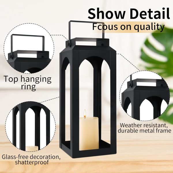 custom wholesale decorative candle lantern 12.7" high, medium hanging candle lanterns decorative indoor & outdoor, black vintage metal lantern holders for porch, wedding party, halloween, christmas decorations oem/odm services