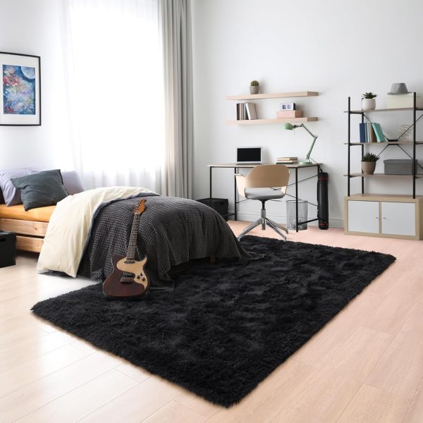 global sourcing noahas fluffy bedroom rug plush fuzzy rugs for kids room living room, soft shaggy nursery rug furry floor carpet modern indoor bedroom decor cute boys girls room rug, 2x3 feet, black oem/odm services