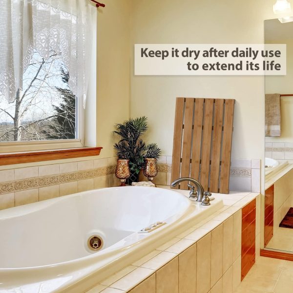 manufacturer direct bamboo wooden bath floor mat for luxury shower - non-slip bathroom waterproof carpet for indoor or outdoor use (walnut) trade price