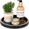 wholesale direct bathroom counter tray wooden decorative tray round perfume tray kitchen soap organizer vanity storage for candle, sink, home decor, 9 inch, black bulk purchase at factory prices