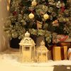 custom wholesale lanterns decorative outdoor&indoor, set of 2 (15"&11") beige metal lantern decor with glass, candle holder for porch, patio, garden, fall, wedding, christmas, table centerpiece oem/odm services