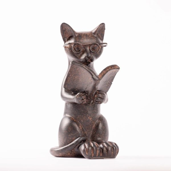 dropship from factory young's inc. cat figurine - cute cat statue - whimsical cat decor for cat lovers - cat collectibles and meditation decor - cat with eye glasses - 4'' l x 3'' w x 5'' h mass production supply