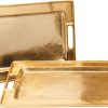 wholesale direct decorative gold trays by objet d’art, beaufort rectangular bar tray for living room, ottoman and coffee table, set of 2 trays for candles, liquor, and centerpieces bulk purchase at factory prices