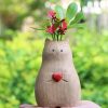 oem/odm services cat vase handmade wooden vase, home decor small vases,solid wood cat statue holding heart shaped,modern creative cat decor affordable bulk deals