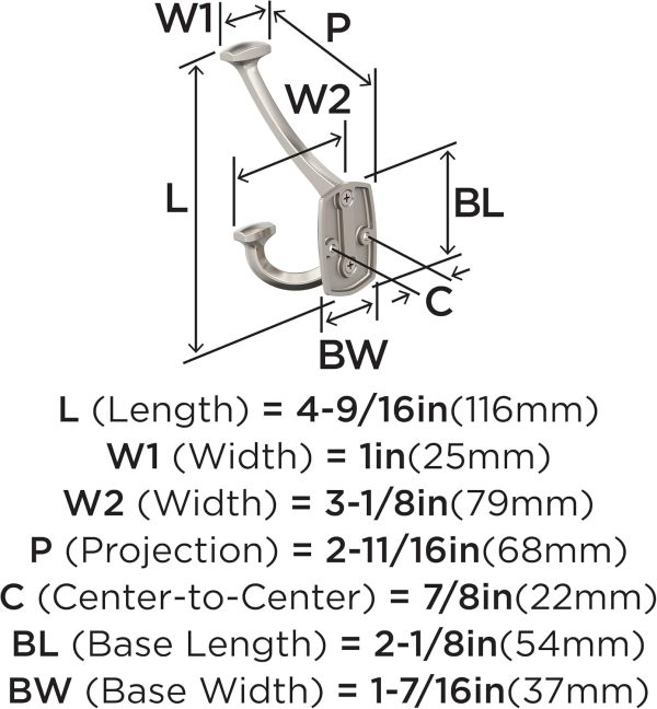 competitive pricing amerock h37004g10 | vicinity triple prong decorative wall hook | satin nickel hook for coats, hats, backpacks, bags | hooks for bathroom, bedroom, closet, entryway, laundry room, office one-stop wholesale