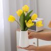 oem/odm services white vase - white ceramic vase, 6“ white flower vase, bright white not off white, boho vase for pampas grass, minimalist modern textured vase for home decor, table shelf living room farmhouse decor affordable bulk deals
