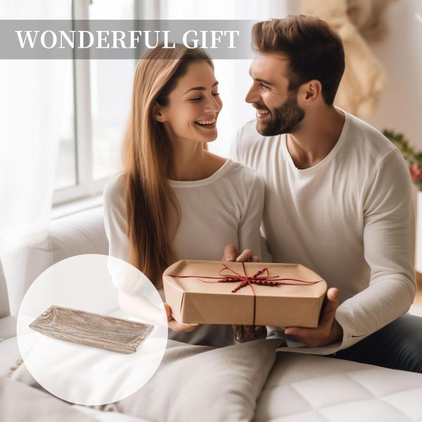 wholesale direct hanobe decorative wood dough bowl: long wooden centerpiece table decorations natural candle holder tray decor rustic unfinished trough centerpieces for dining room kitchen, white bulk purchase at factory prices