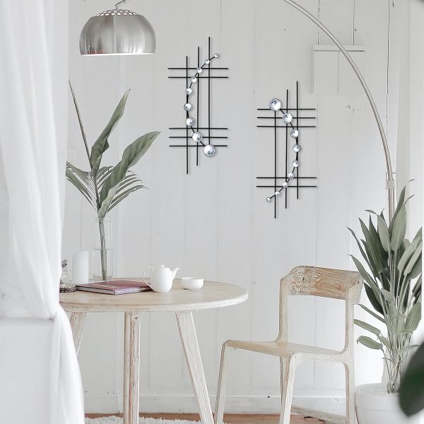 factory direct zexuiru 2 set bling metal wall art jeweled crystal hang wall decor rhinestone diamond iron abstract wall sculpture black volume discount