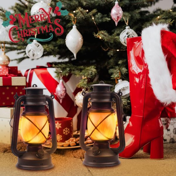 custom wholesale vintage lantern led battery powered camping lamp outdoor hanging lantern flickering flame rechargeable retro lanterns remote control 4 modes light non-solar 2 pack oem/odm services