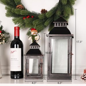 custom wholesale needomo lanterns decorative outdoor&indoor, set of 2 large bronze metal lantern decor with glass, candle holder for porch, patio, garden, balcony, wedding, table centerpiece decorations oem/odm services
