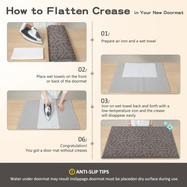 global sourcing villsure door mat, front doormats, non-slip entryway mats resist dirt, washable low pile floor door mats for home, entrance, inside, patio, grey, 19.5"x31" oem/odm services