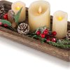wholesale direct romadedi wooden decorative tray candle holder - wood long narrow tray home decor small rustic centerpieces trays for coffee table dining room kitchen bulk purchase at factory prices
