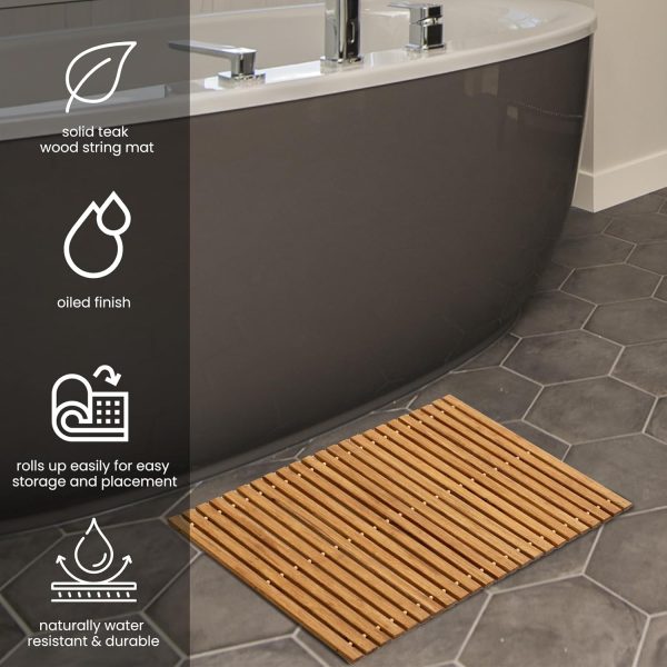 manufacturer direct strand woven bamboo bath mat bathroom rugs floor wood shower bathtub waterproof non slip accessories 16x24 inch easy to clean, suitable for outdoor, light color, 1 pc trade price