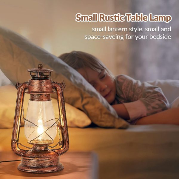 custom wholesale noxarte rustic lantern table lamp plug-in old fashioned night light perfect for bedroom living room h15 inch x w7 inch oem/odm services