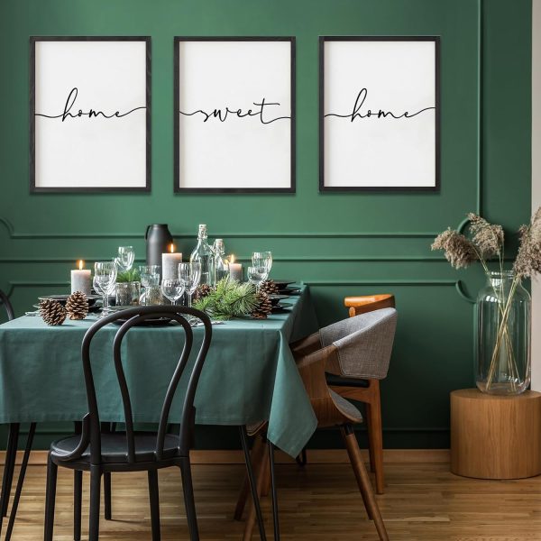 bulk purchase heiple set of 3 framed farmhouse home sweet home sign 11’’x14’’ above bed wall decor for bedroom decor and living room wall art wood signs (black, 11''x14) trade price
