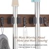 bulk purchase mop and broom holder wall mount - rustic wood broom mop hanger - wall mounted garden tool rack organizer for closet garage laundry room kitchen decor with 4 slots & 4 hooks trade price