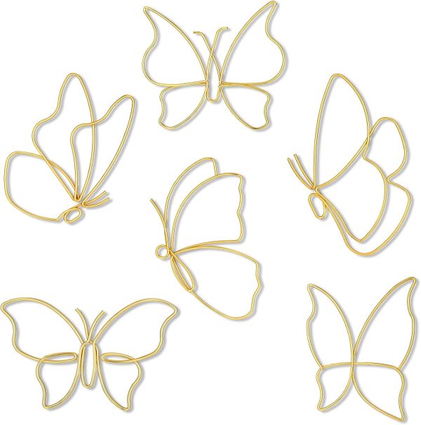factory direct hotop 6 pieces metal butterfly wall decor metal wall art heart hanging decorations wire flowers decor wall decals for kitchen bathroom indoor outdoor wedding birthday party (gold,butterfly) volume discount