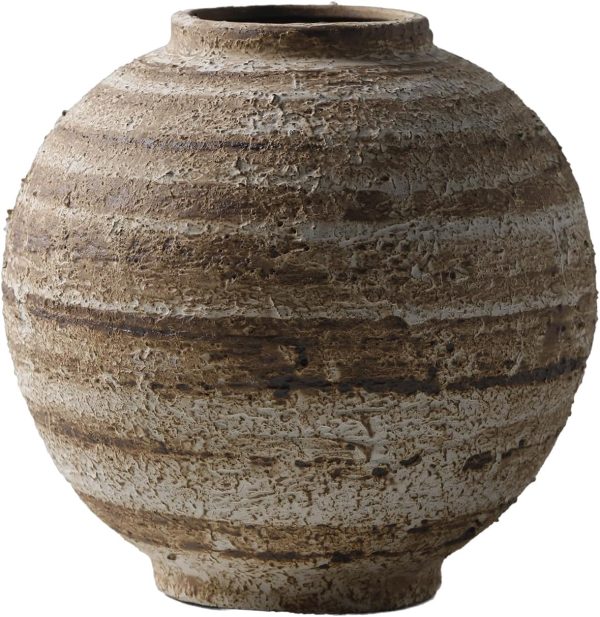 oem/odm services ceramic farmhouse vase rustic decor,pottery decorative flower vases for home decor,boho vase for table, living room,bathroom,shelf,mantel decoration,5.5 inch affordable bulk deals